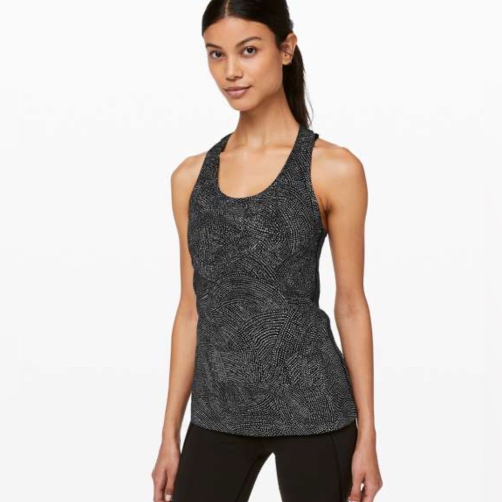 Lululemon Cool Racerback Tank Top Women's 4  Running Yoga Gray/Black